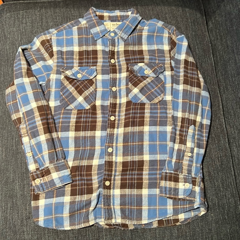 Urban Pipeline Awesomely Soft Ultimate Flannel Boys Medium Blue Plaid Shirt